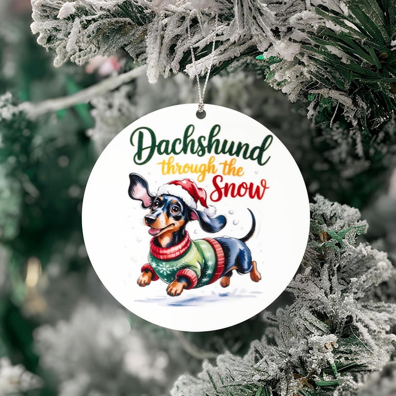 NELXI Dachshunds Gifts for Women, Dachshund Valentines Acrylic Ornament Christmas Holiday Hanging Decor Cute Wiener Dog Illustration Keepsake Pet Lover Tree Display Seasonal Home Accent - Image 2